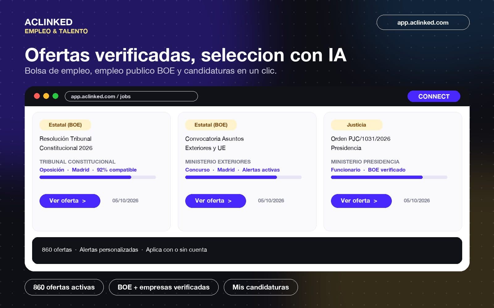 Captura real de Empleo y Talento en la app de ACLINKED