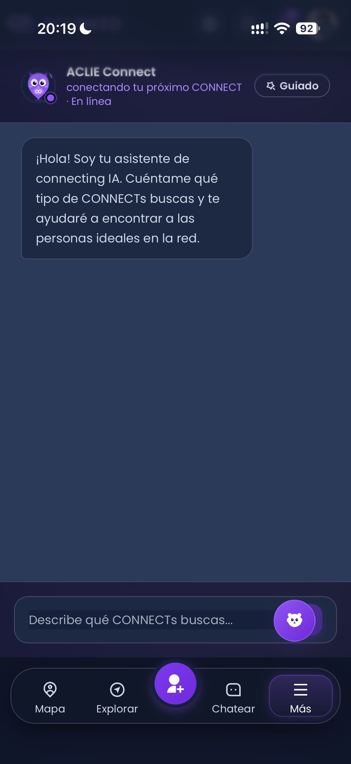 Captura de Mensajería en la app de ACLINKED